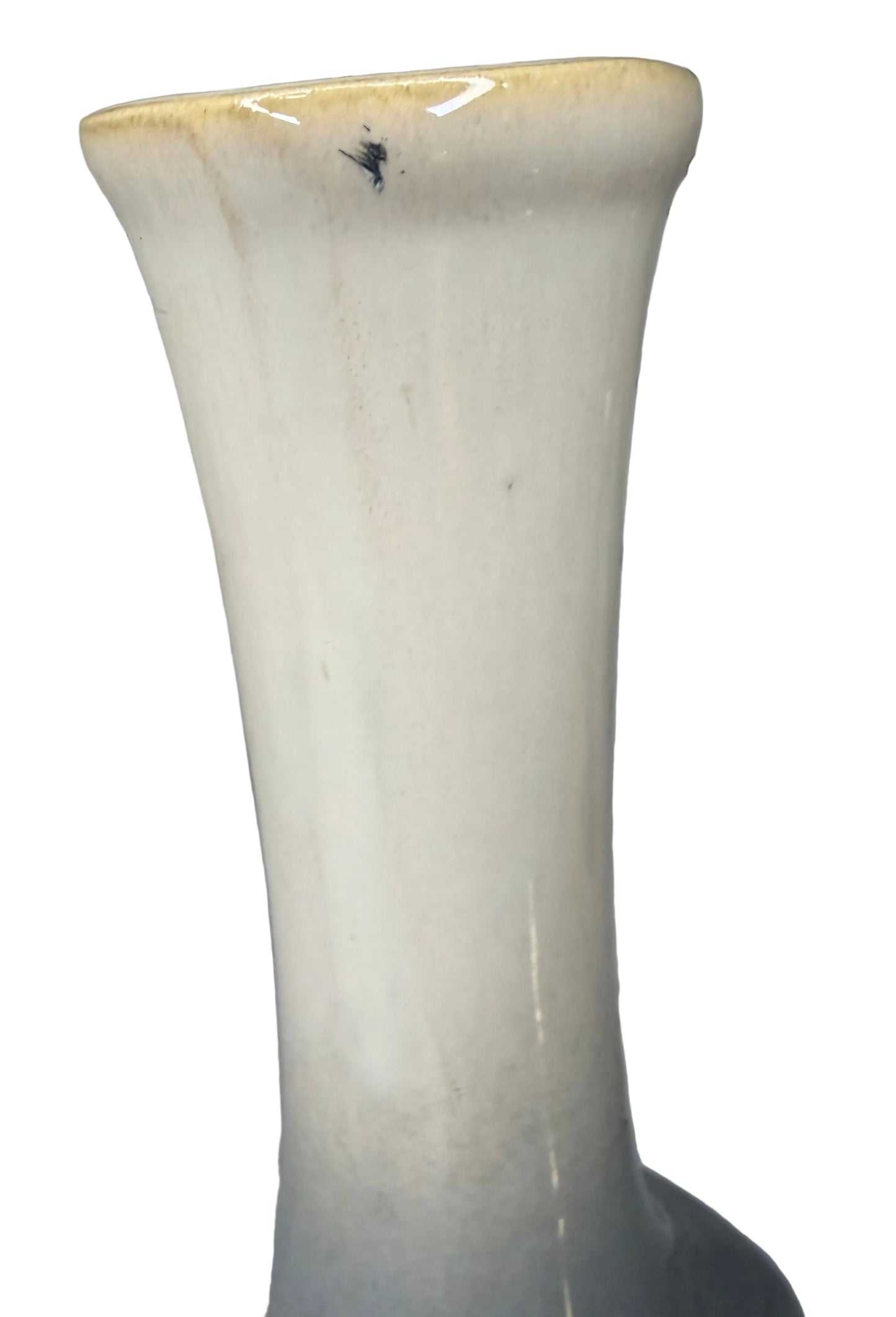 Vintage Art Nouveau Style Ceramic Vase – Blue to White Ombre Glaze