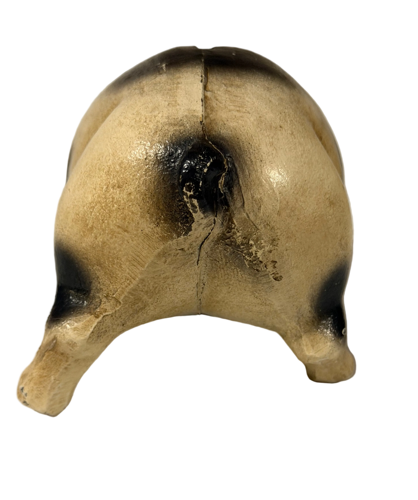 Vintage Cast Iron Still Piggy Bank – Black & Tan