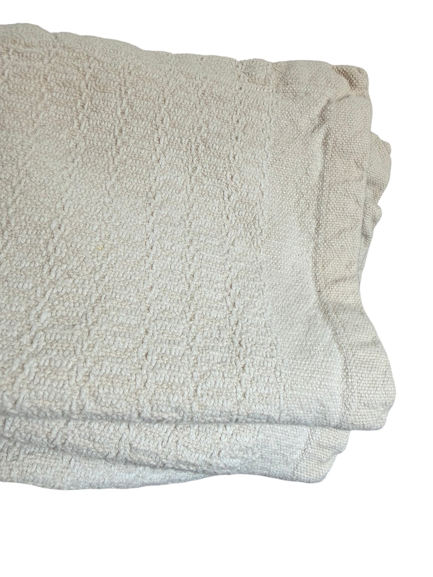 Set of 12 Textured Cotton Blend Linens Woven Off-White Placemats – Farmhouse Geometric Grid