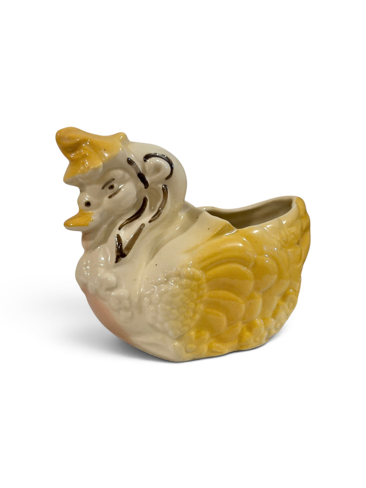 Mid-Century Anthropomorphic Duck Planter with Flower Blossom Hat