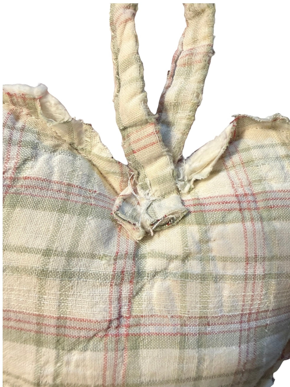 Handmade Vintage Quilted Heart Pillow | Purple Gingham & Plaid Patchwork Shelf Sitter | Cottagecore Farmhouse Decor