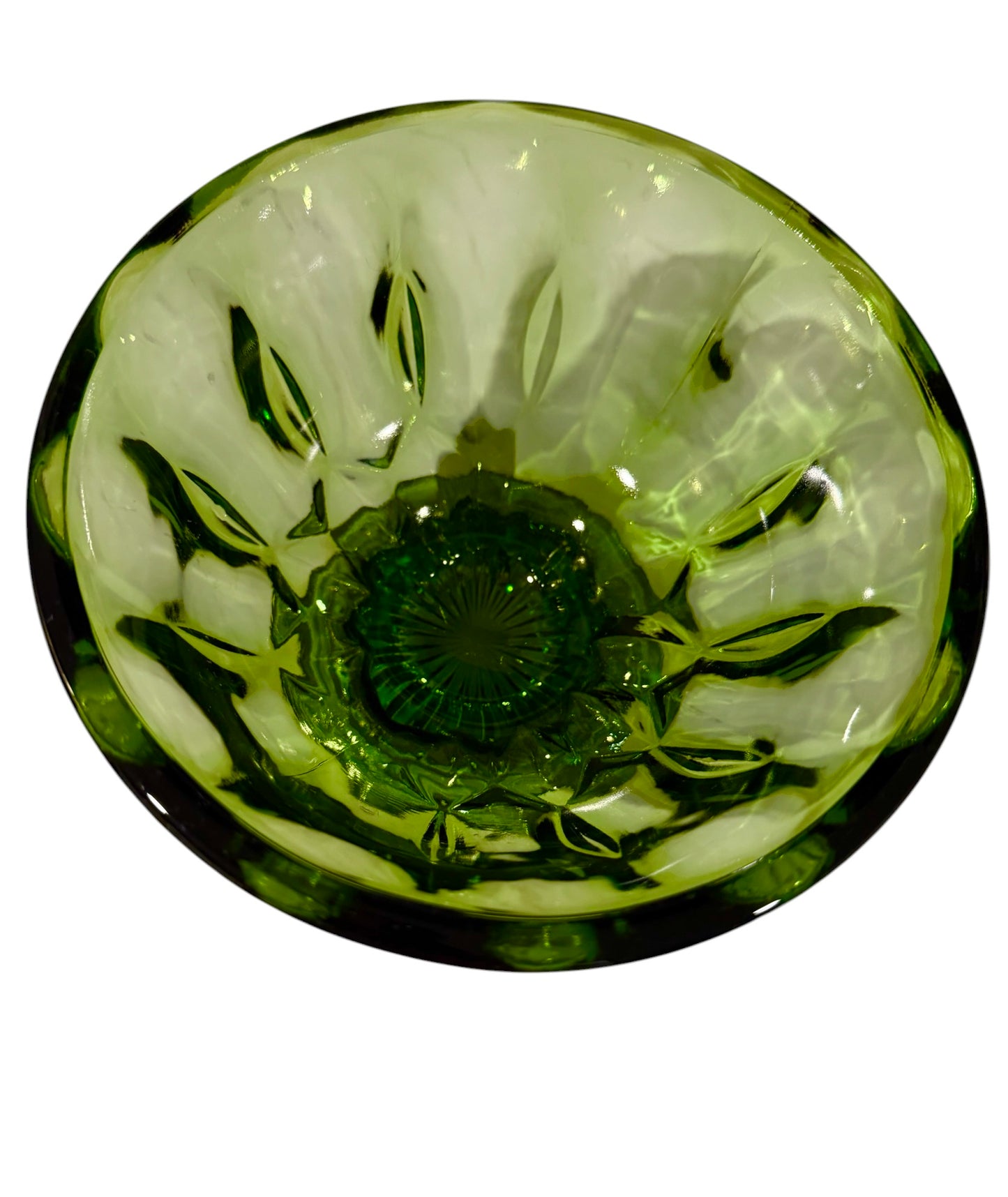 Anchor Hocking Fairfield Vintage Pedestal Candy Dish | Avocado Green MCM Glass Compote