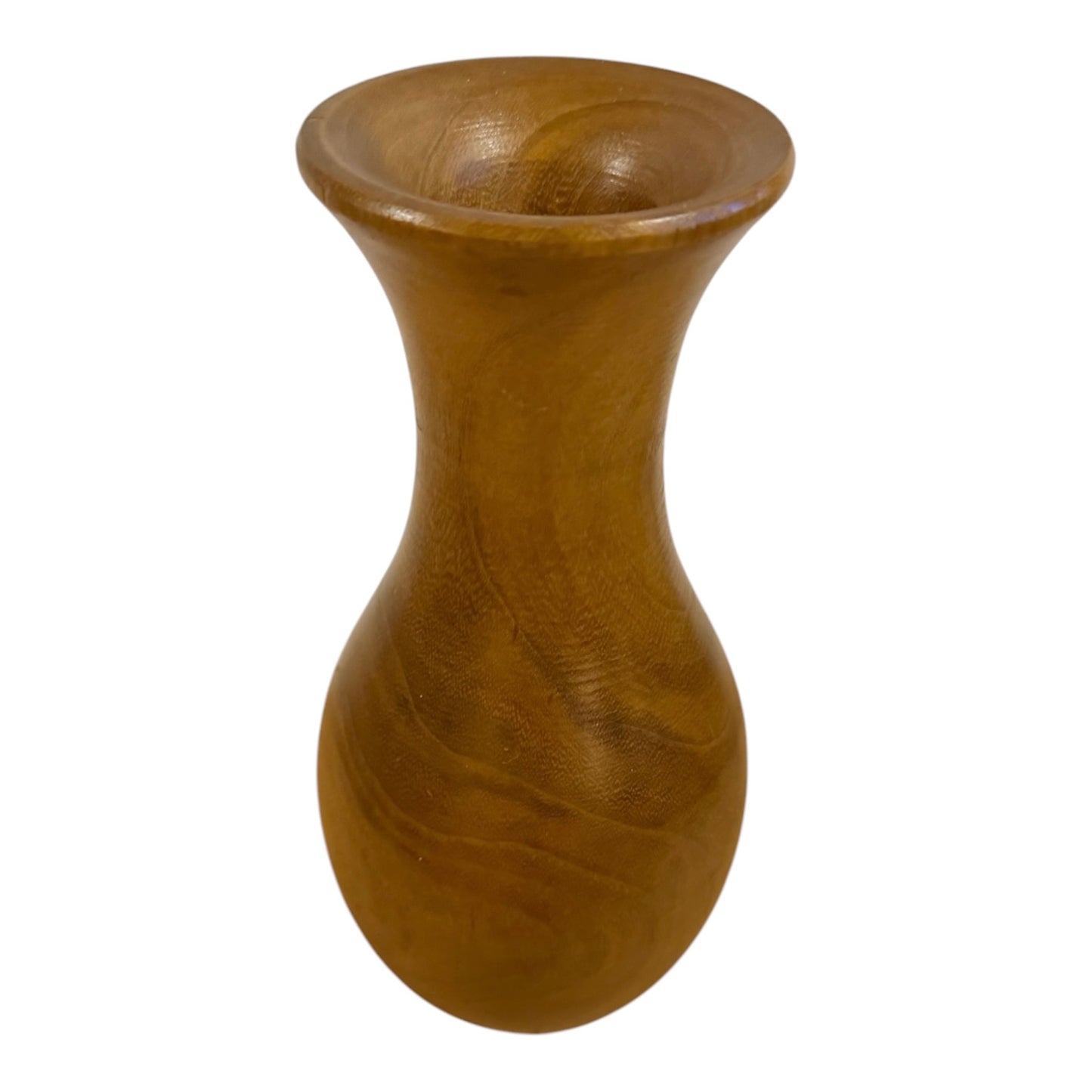 Mid-Century Hand-Turned Wooden Bud Vase | Sculptural Hardwood Vase | 10”