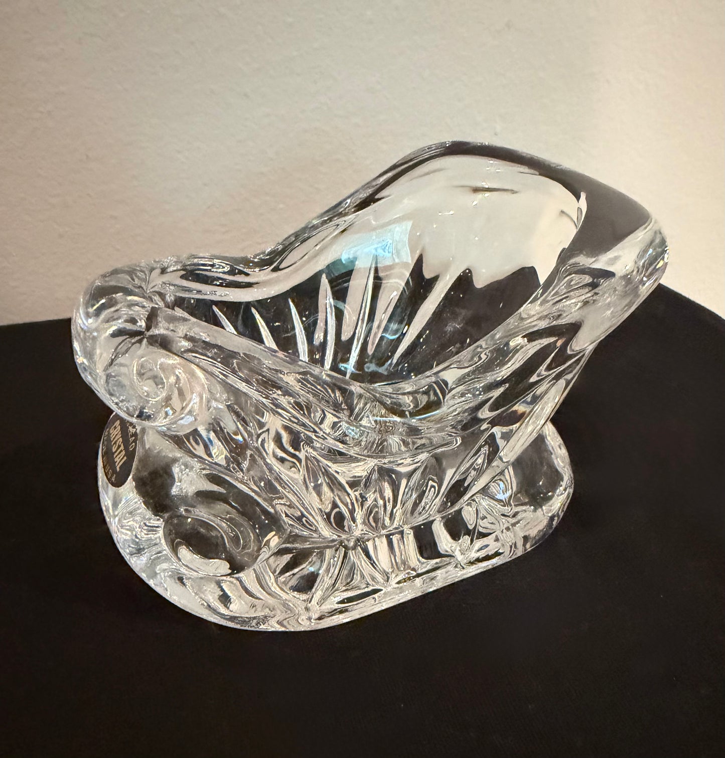24% Lead Crystal Vintage Christmas Sleigh – Holiday Candy Dish / Votive Holder