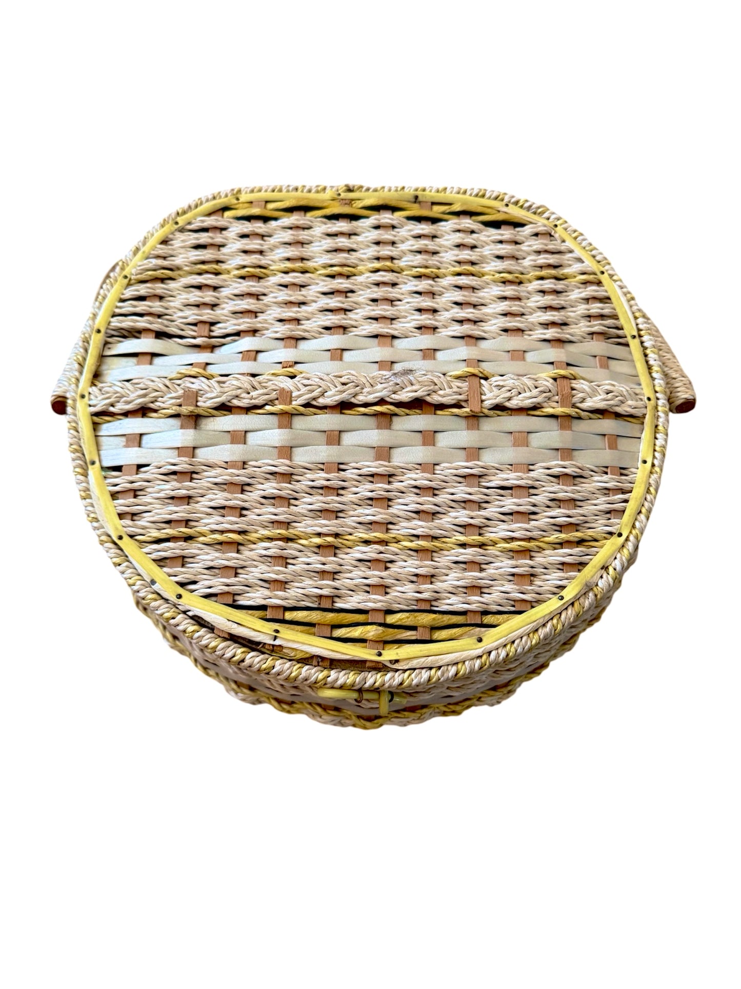 Vintage Woven Sewing Basket - Mid-Century Craft Storage Treasure