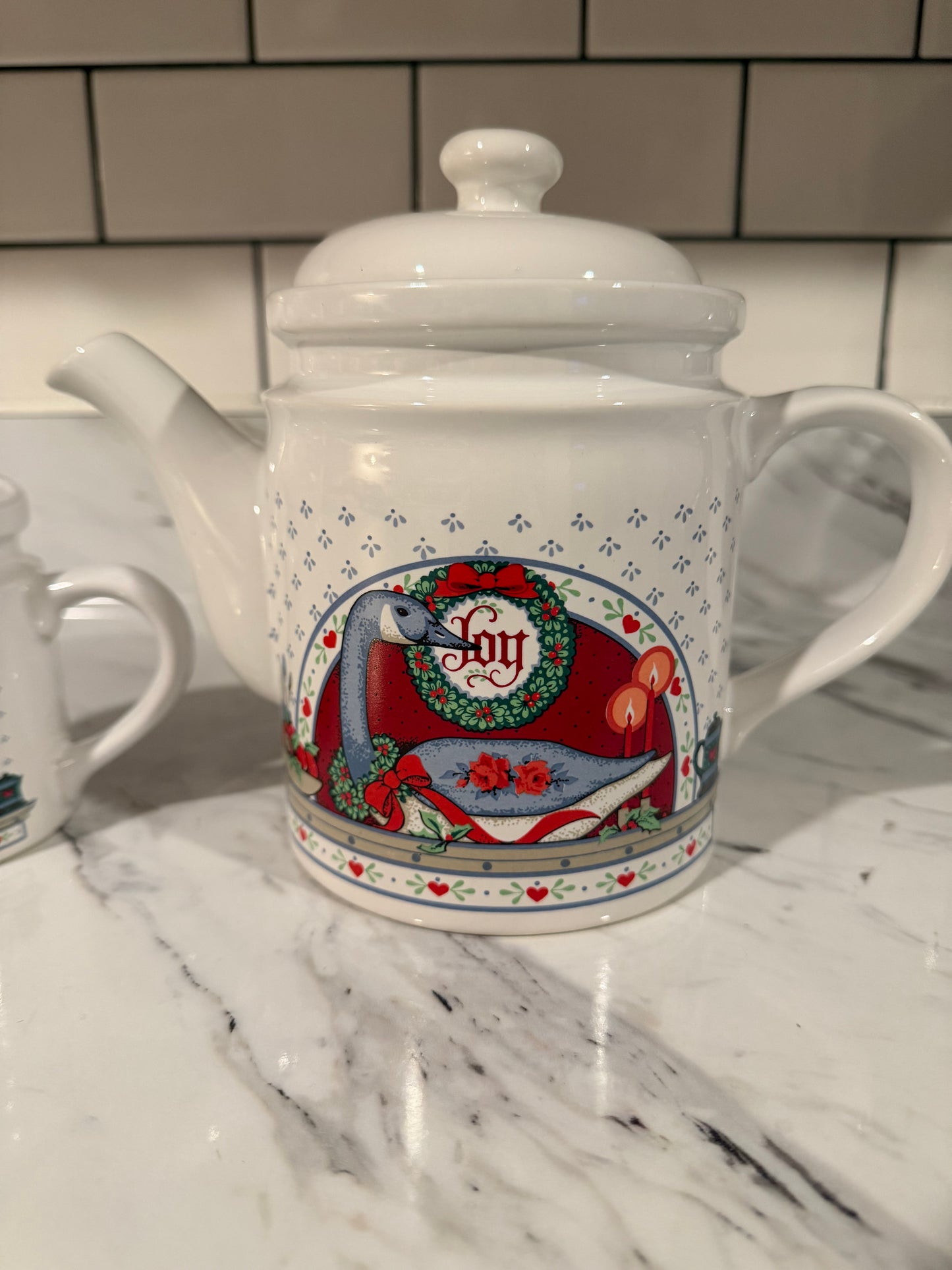 RARE 80’s-Goose Christmas Trenditions Teapot and Creamer