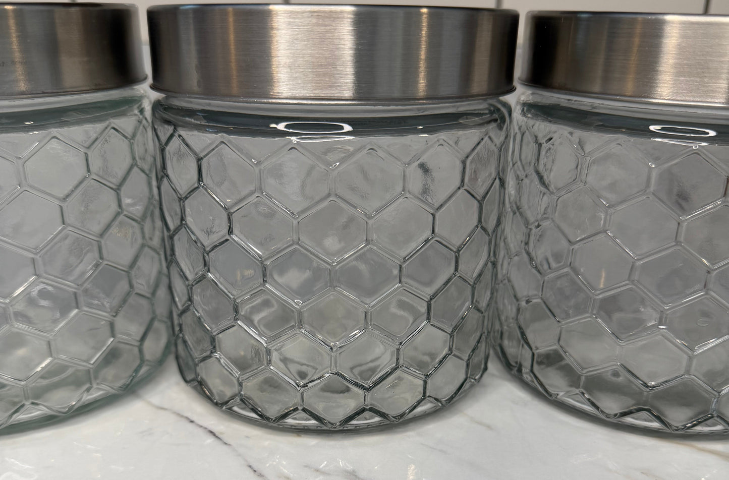 Set of 3 Vintage Clear Glass Rooster Canister Jars – Farmhouse Kitchen Storage