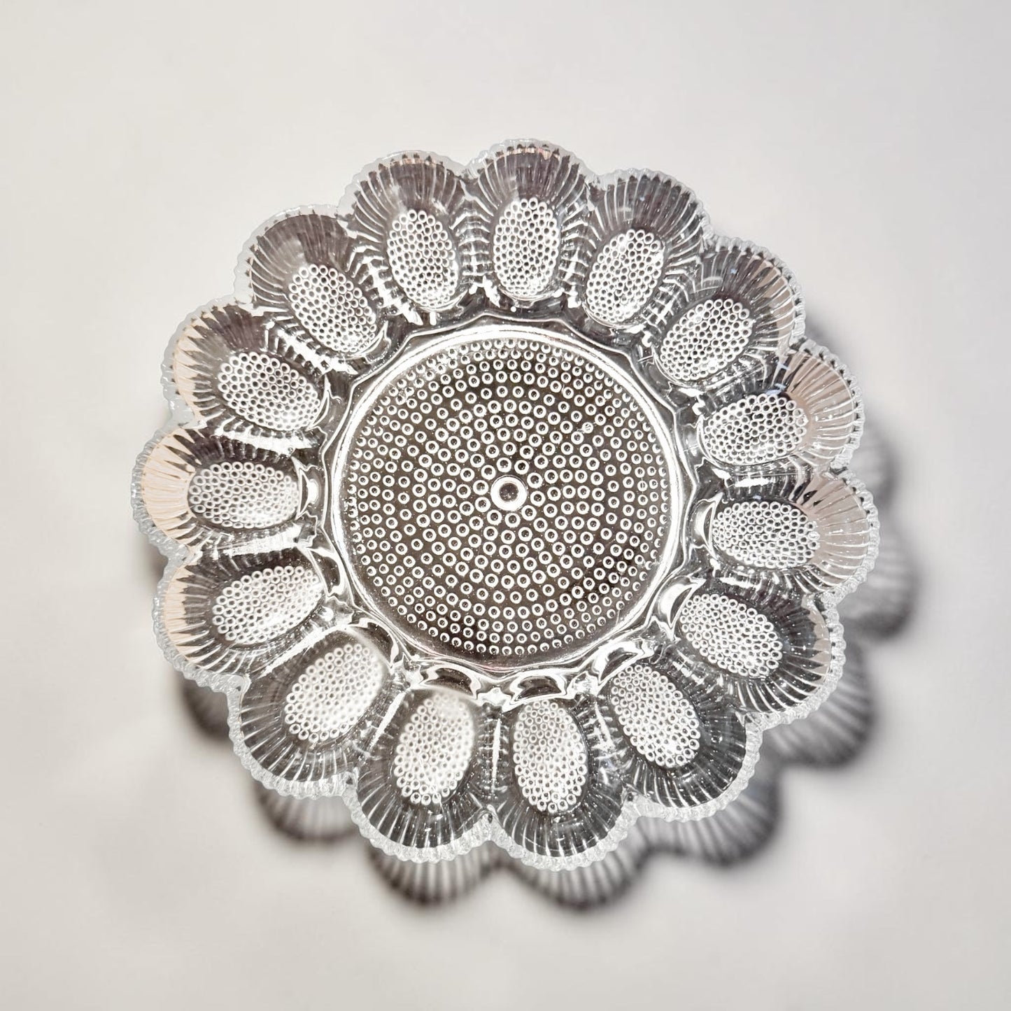Vintage Indiana Glass Hobnail Deviled Egg Platter | Clear Glass Relish Tray | Mid-Century Serving Dish | Made in USA