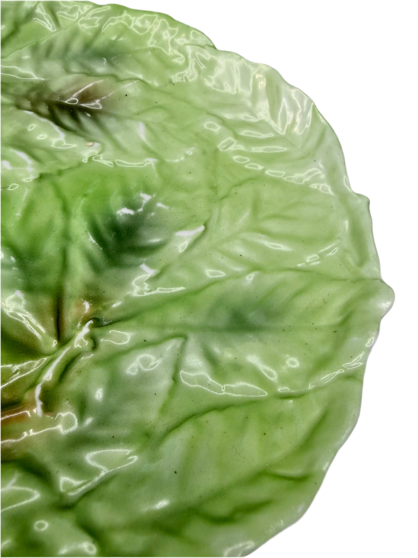 Antique Majolica Leaf-Shaped Dish – 19th Century Earthenware Plate