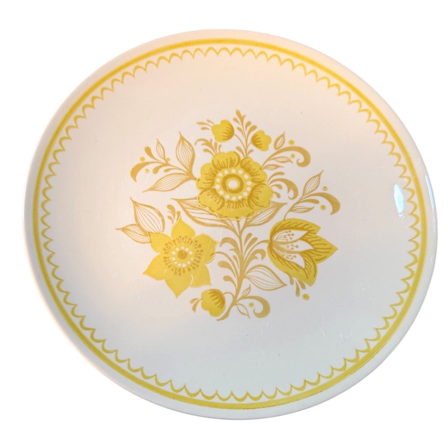 Vintage Royal China Jubilee Ironstone Serving Set – Yellow Floral Mid-Century Bowls & Plates – 4 Piece Retro USA Dinnerware Set