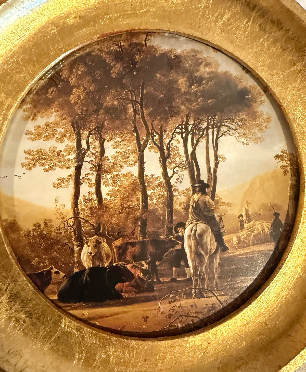 Gold Round Framed Dutch Landscape Art – Set of 2 | Flea & Frame Creations - 7”