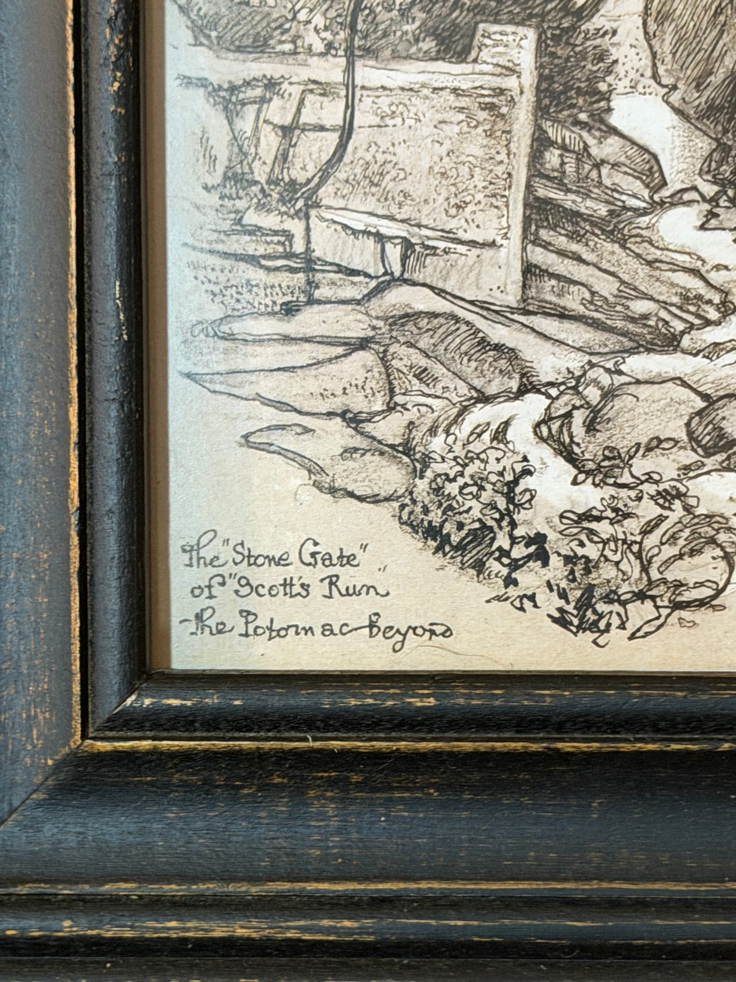 “The Stone Gate” (Scott’s Run with Potomac View) | Framed Flea & Frame Curated Vintage Book Etching