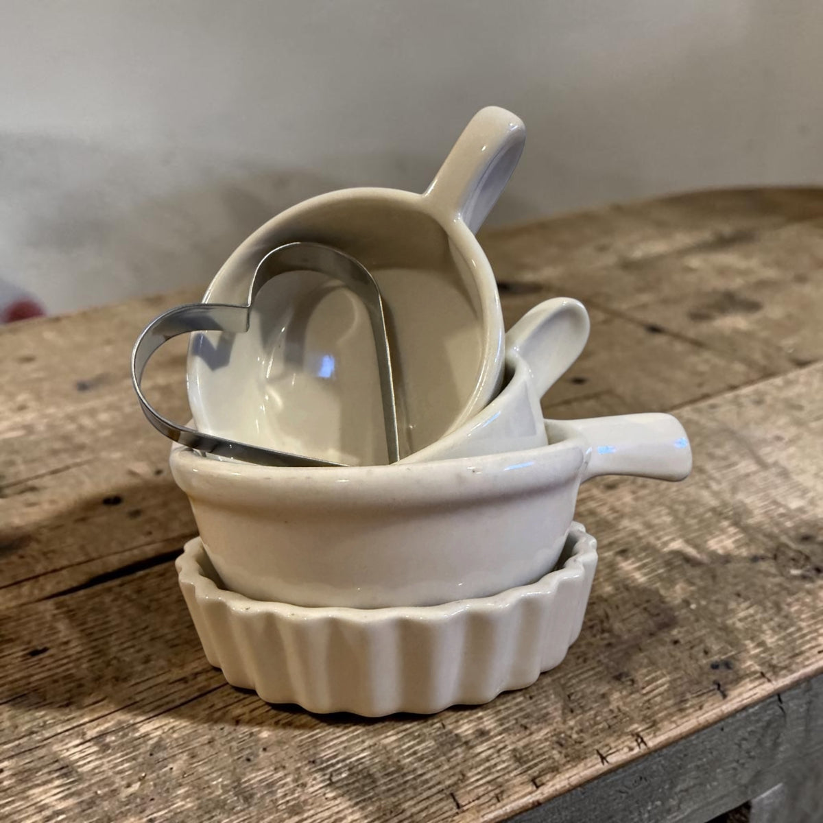 Curated Vignette Restaurant Ware Farmhouse Stack | HALL China, DC USA & Heart Cookie Cutter