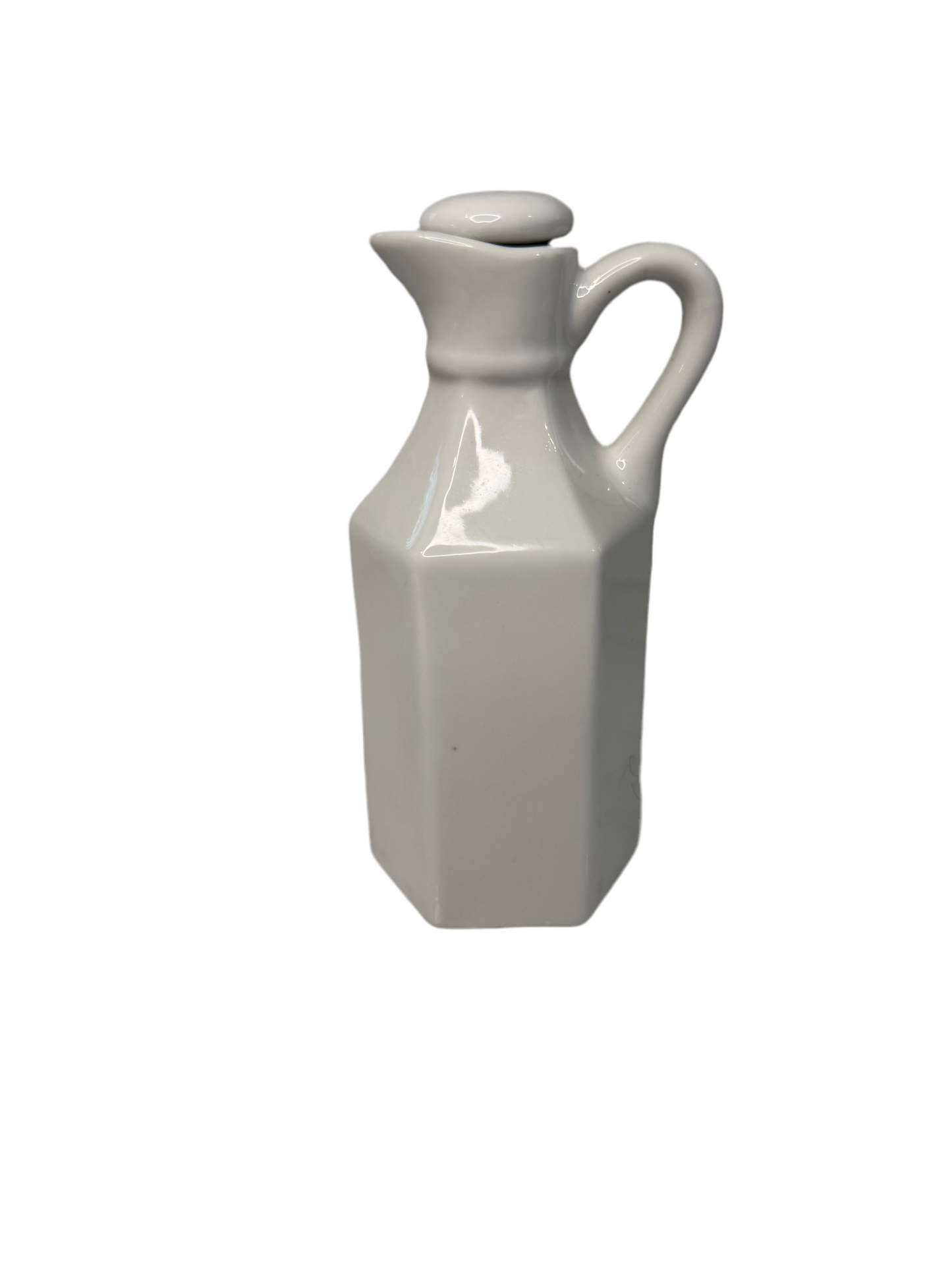 Vintage Xcell White Ceramic Cruet with Stopper – Hexagonal Oil/Vinegar Bottle