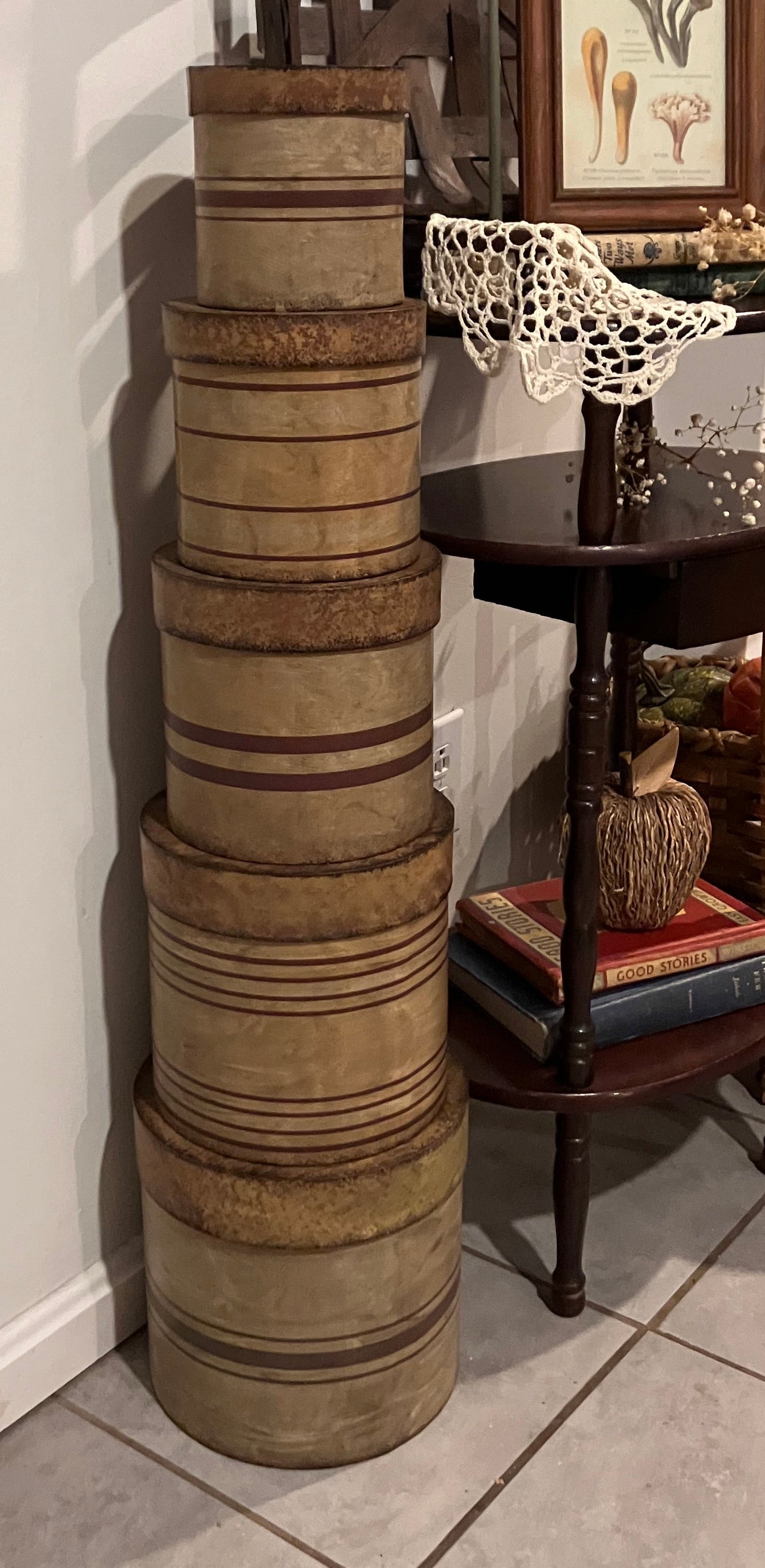 Hand Antiqued Stacking Pantry Boxes (Set of 5)
