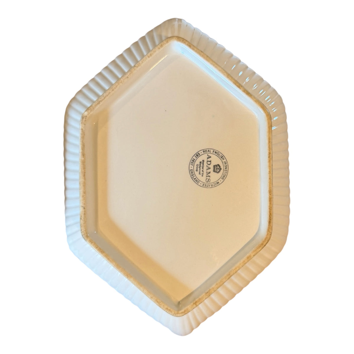 Adams Real English Ironstone Vintage Covered Vegetable Tureen – Cream White Ribbed Serving Dish – England