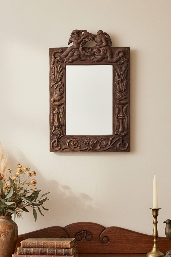 Vintage Gargoyles Studio Ornate Wall Mirror – Mermaids & Cherubs - Antique Reproduction