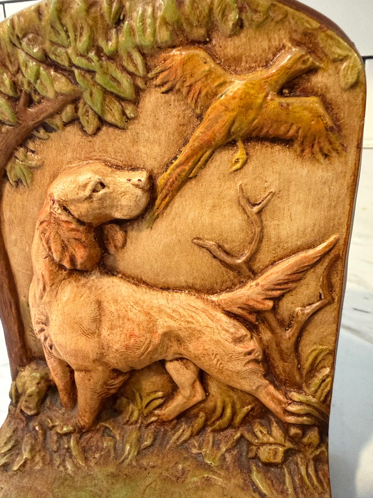 Vintage Hunting Dog Chalkware Bookends – Pair