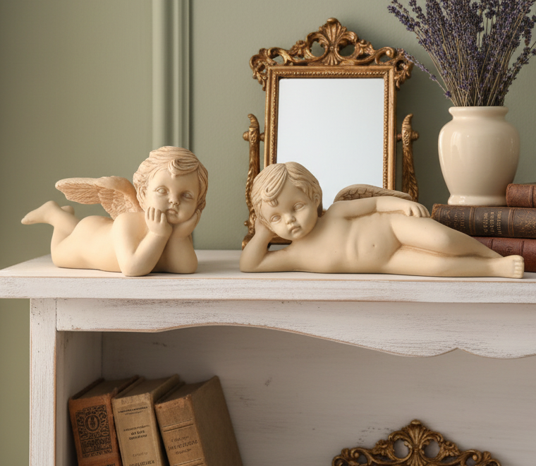 Vintage French Provincial Cherub Angel Figurines – Set of 2