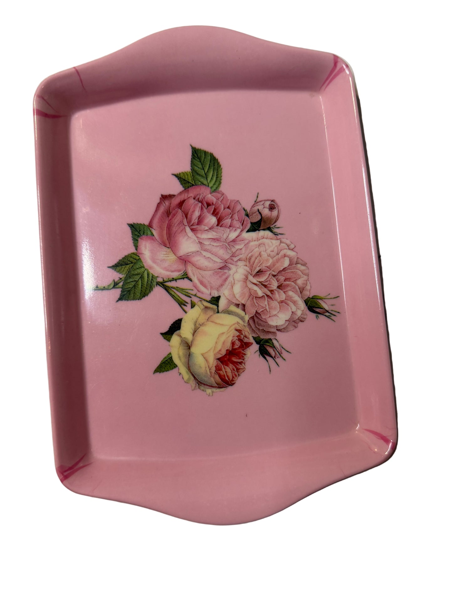 Vintage Pink Floral Melamine Tray