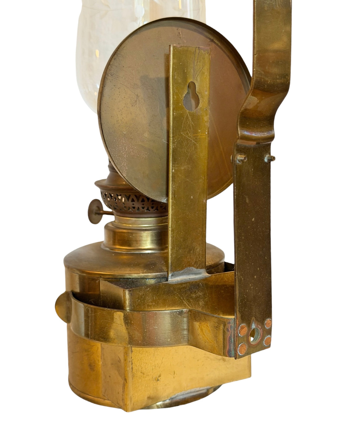 Brass Vintage Gimbaled Marine Oil Lamp with Wall Bracket & Reflector | Nautical Ship Yacht Lamp