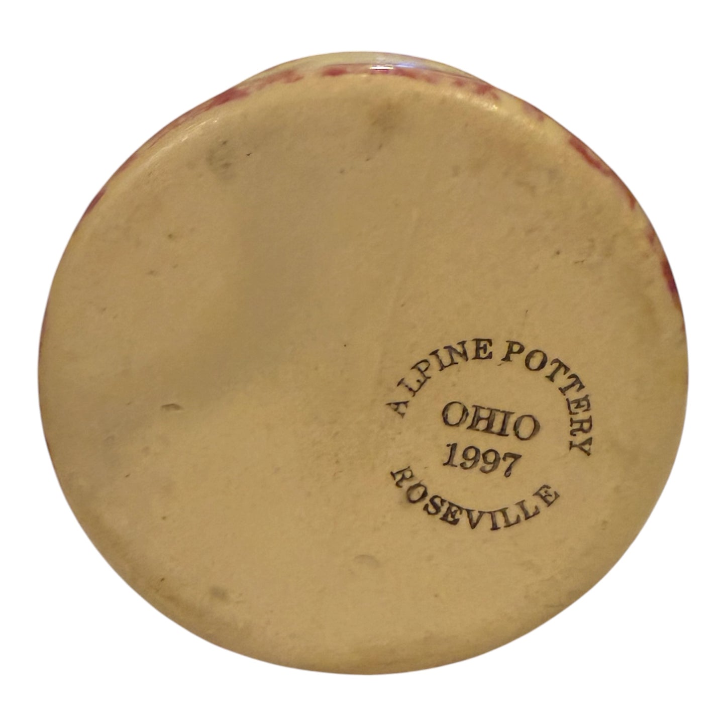 Alpine Pottery 1997 Cranberry Spongeware Jug Soap Dispenser – Roseville, Ohio