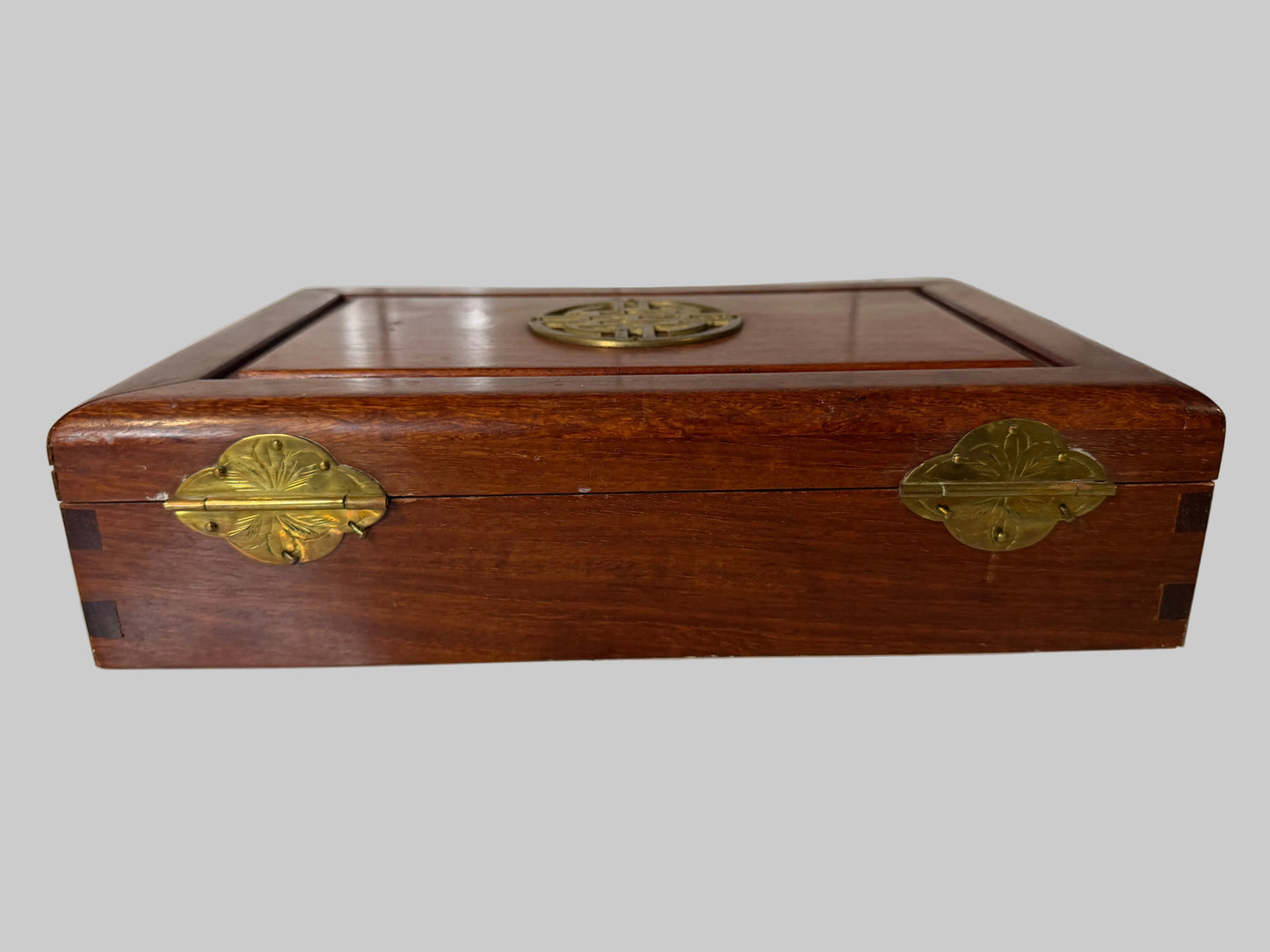 Vintage Chinese Mahogany Jewelry Box by George Zee & Co.