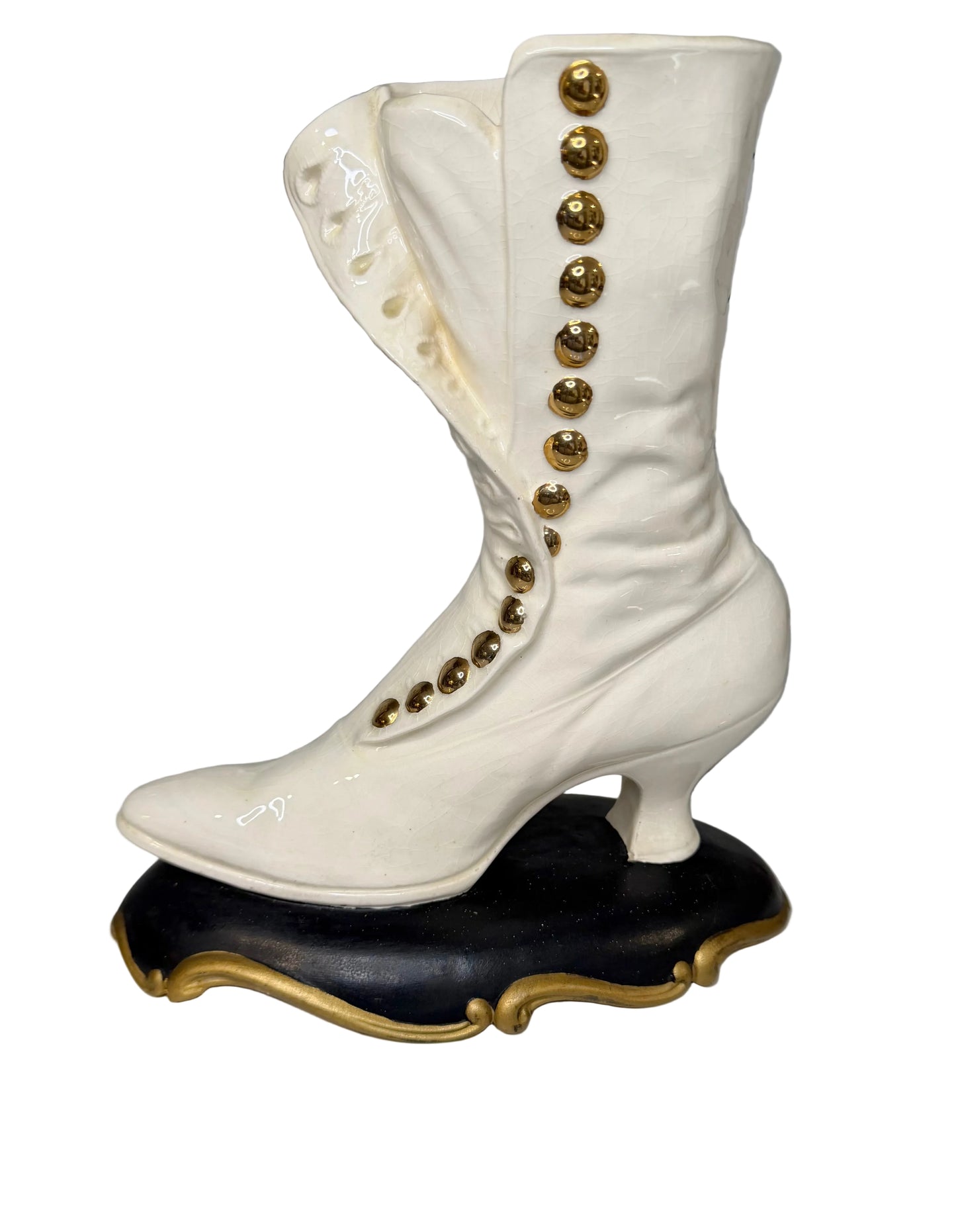 Vintage Victorian-Style Ceramic Boot Vase – 1969