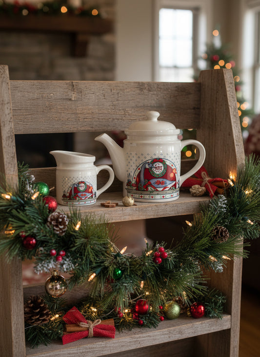 RARE 80’s-Goose Christmas Trenditions Teapot and Creamer