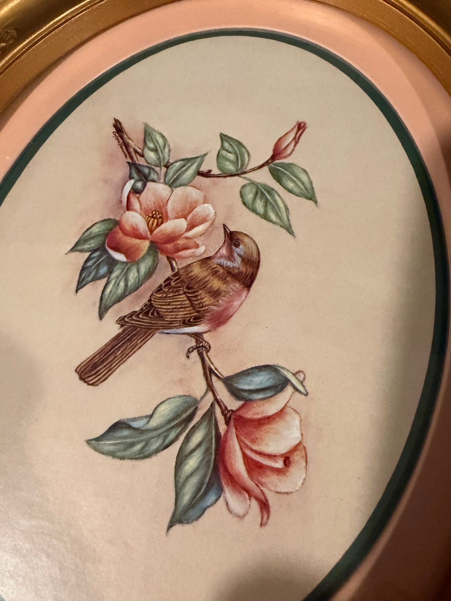 Vintage Homco Home Interiors Bird Prints in Oval Gold-Tone Frames (Set of 2) | Circa 1983