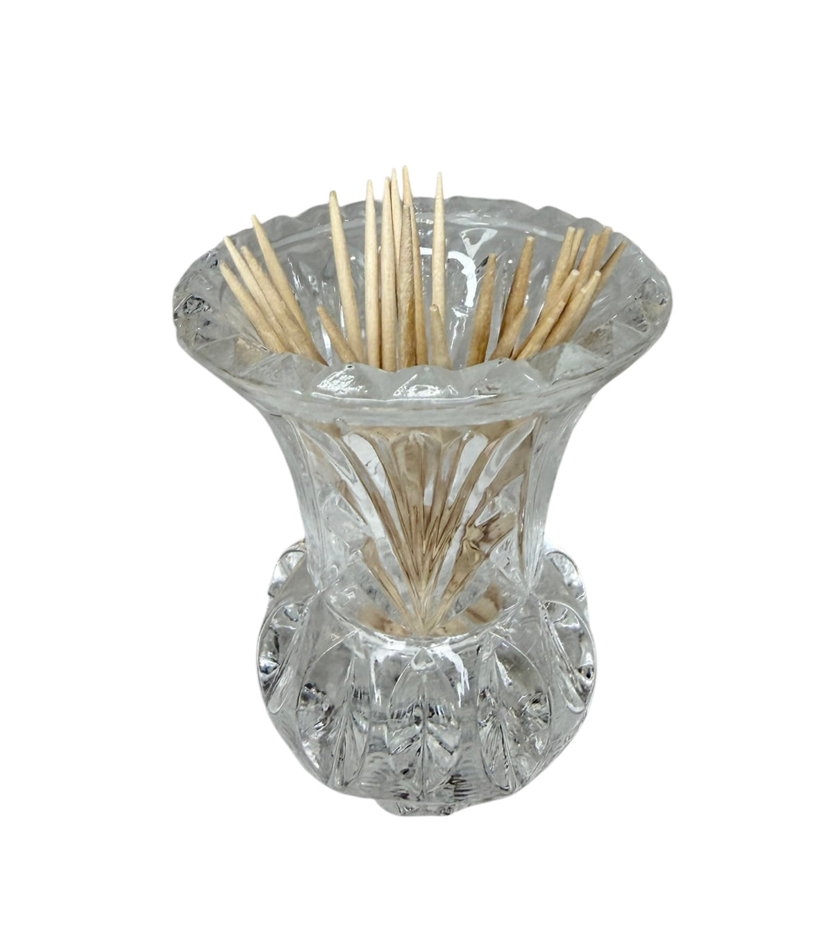 Vintage Clear Cut Crystal Miniature Bud Vase | Pineapple Base Toothpick Holder