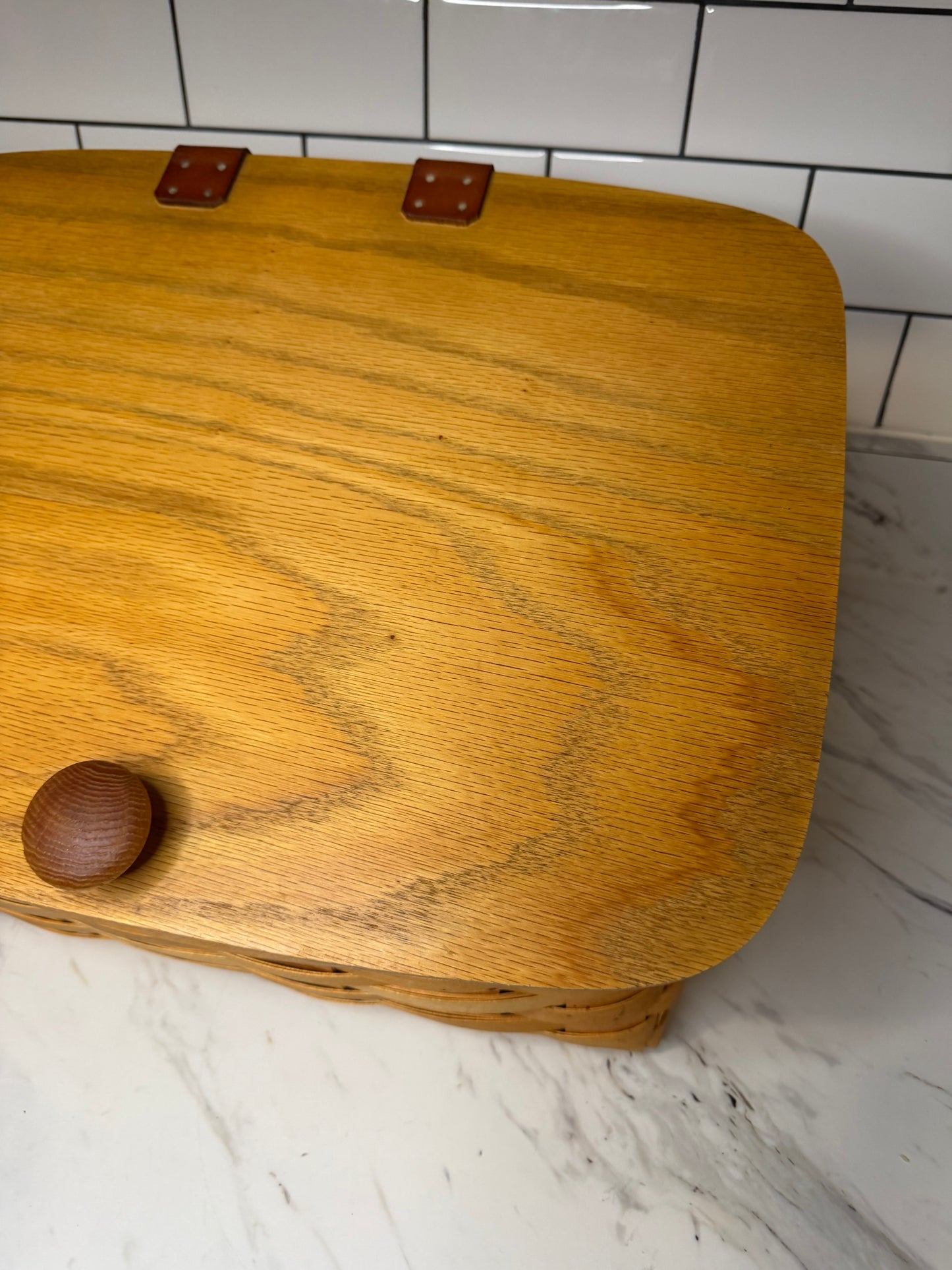 Vintage 1999 Royce Craft Bread Basket Box with Wood Lid