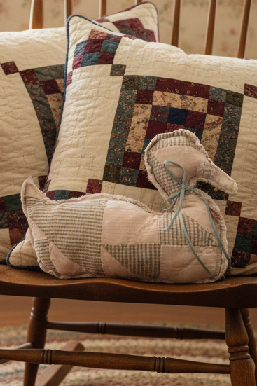 Small Handmade Patchwork Vintage Quilt Duck Pillow | Farmhouse Cottage Accent | Flea & Frame Original