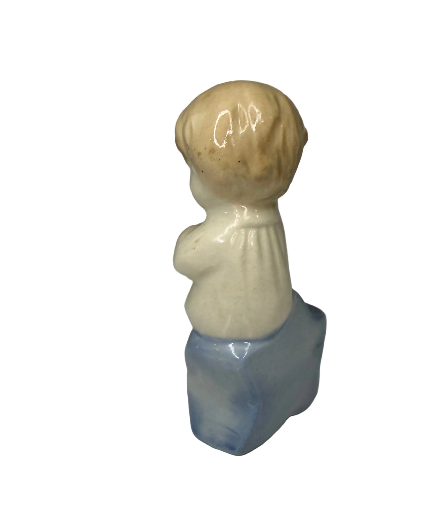 Vintage Porcelain Figurine – Child Playing Stringed Instrument Sitting on a Star(Mandolin/Guitar)