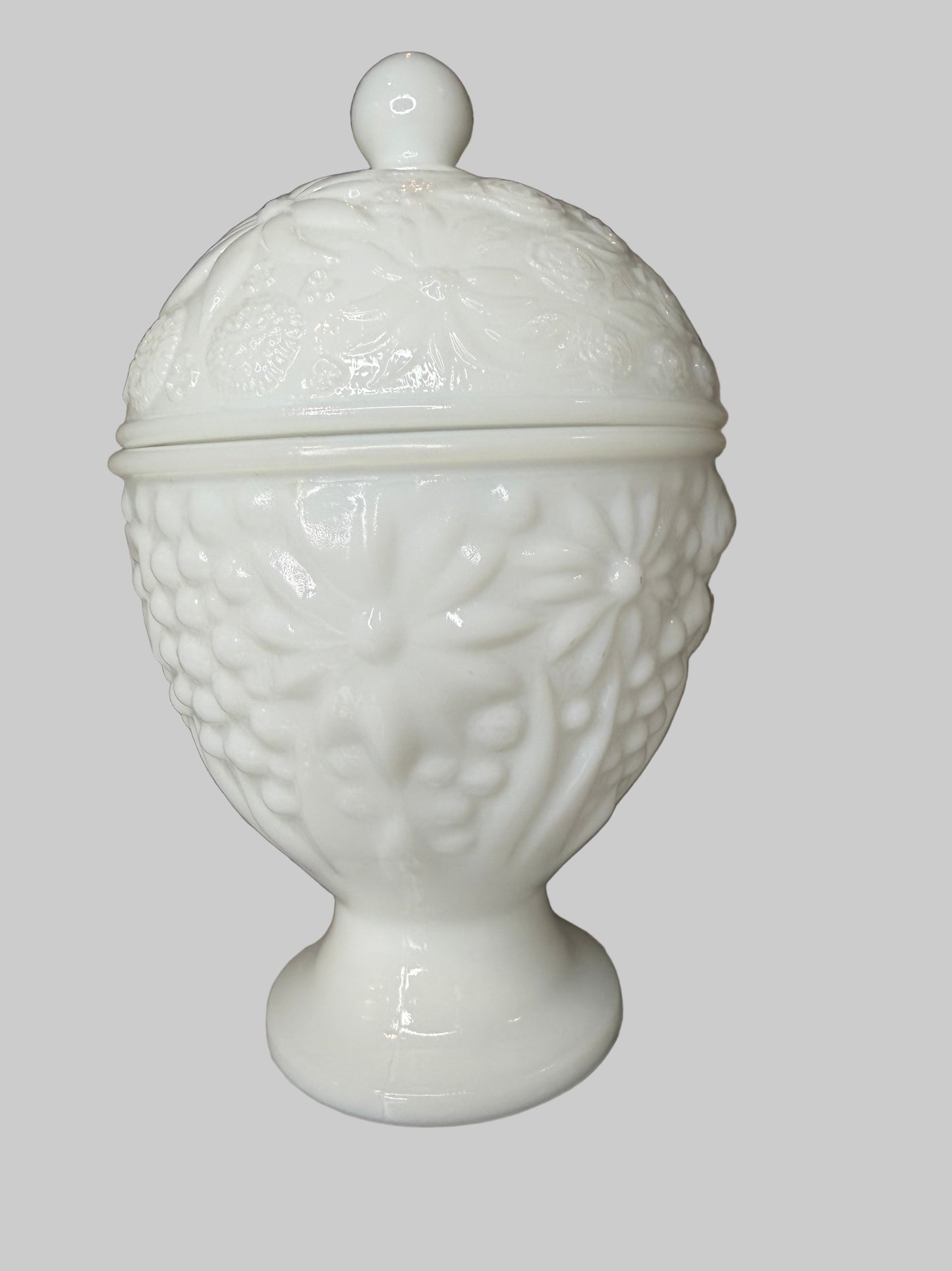 Vintage Avon Milk Glass Lidded Pedestal Candy Dish
