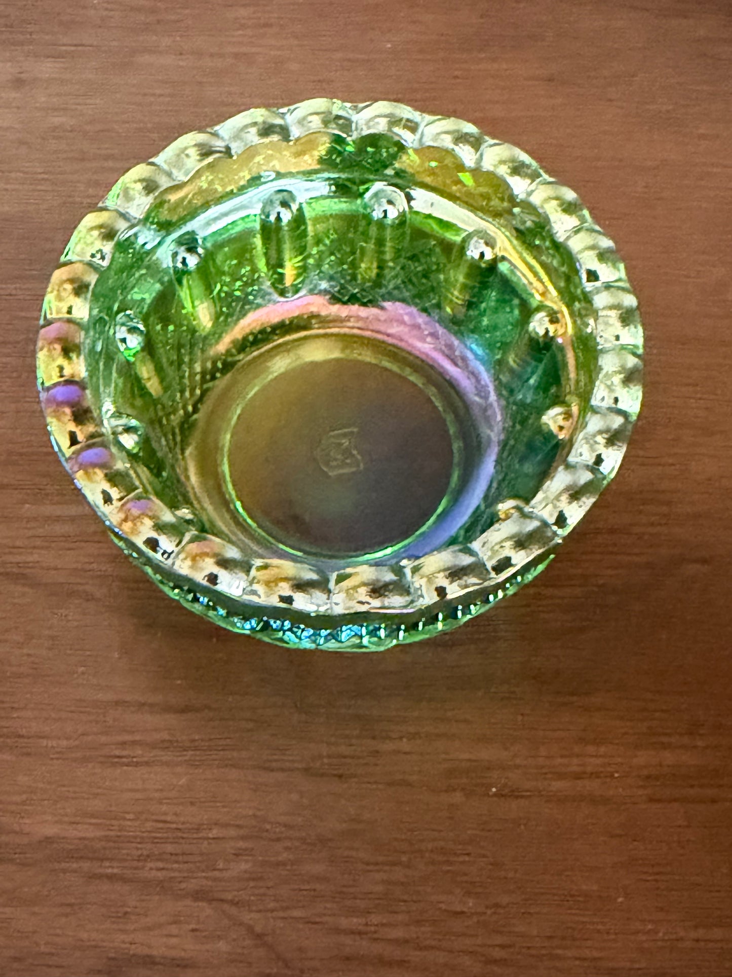 Mosser Emerald Green Carnival Glass Fairy Lamp – Diamond Point Pattern