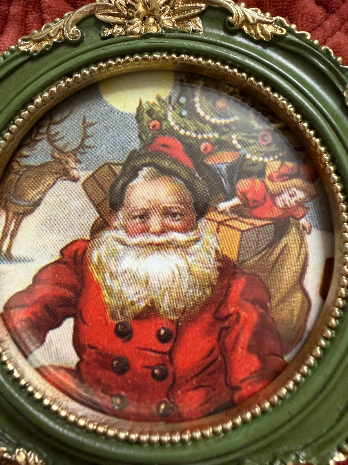 Ornate Green & Gold Santa Christmas Frame – Flea & Frame Creation – 3”