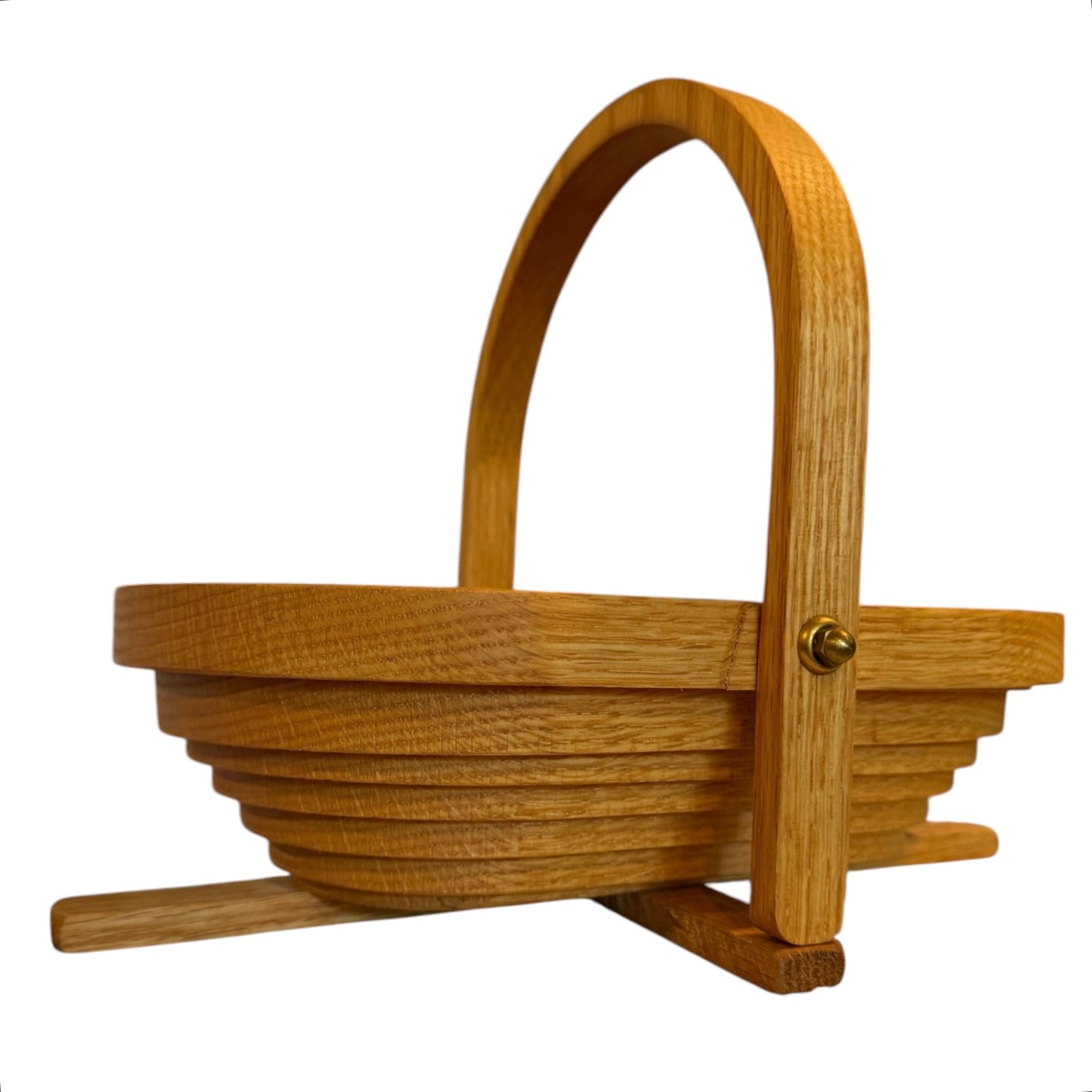 Collapsible Vintage Wooden Basket by C. Saw Crafts | Folding Wooden Fruit Basket & Trivet