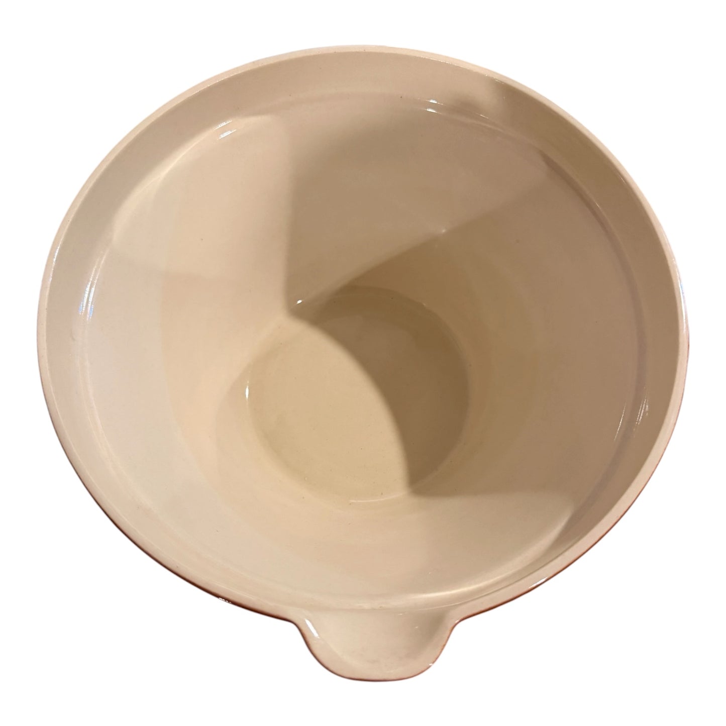 French Farmhouse Terracotta Tian Vintage Mixing Bowl | Rustic Stoneware Batter Bowl with Pour Spout