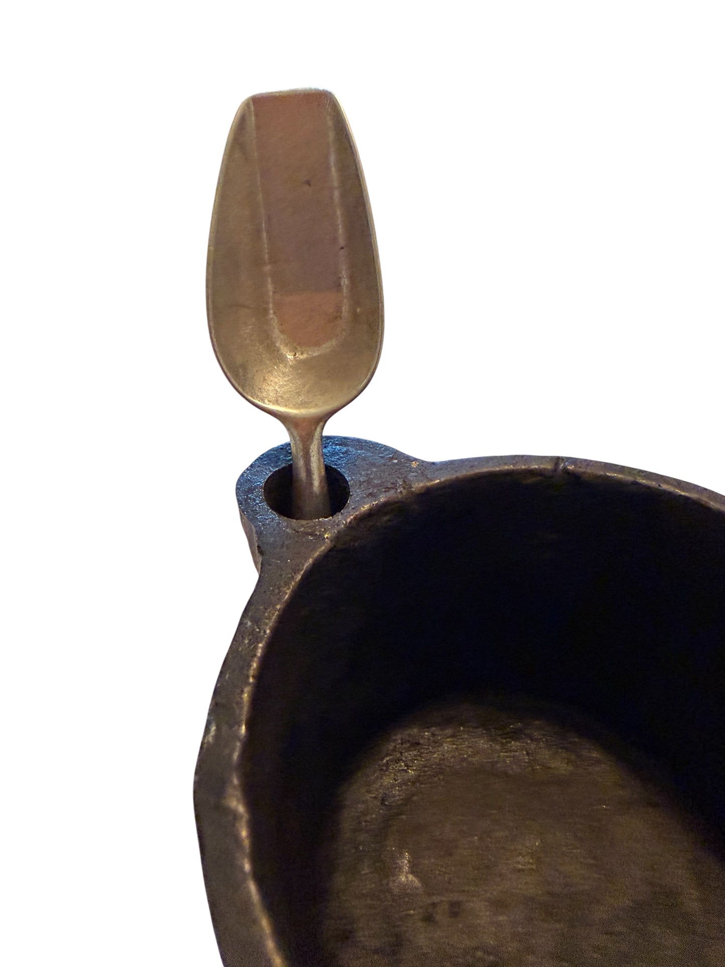 Cast Iron Vintage Salt Cellar with Spoon | Rustic Kitchen Salt Pig