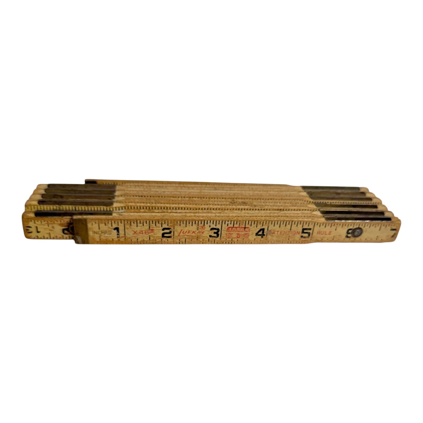 Vintage Lufkin No. X46 Wood Folding Rule – 72" Carpenter's Measuring Tool with Brass Extension