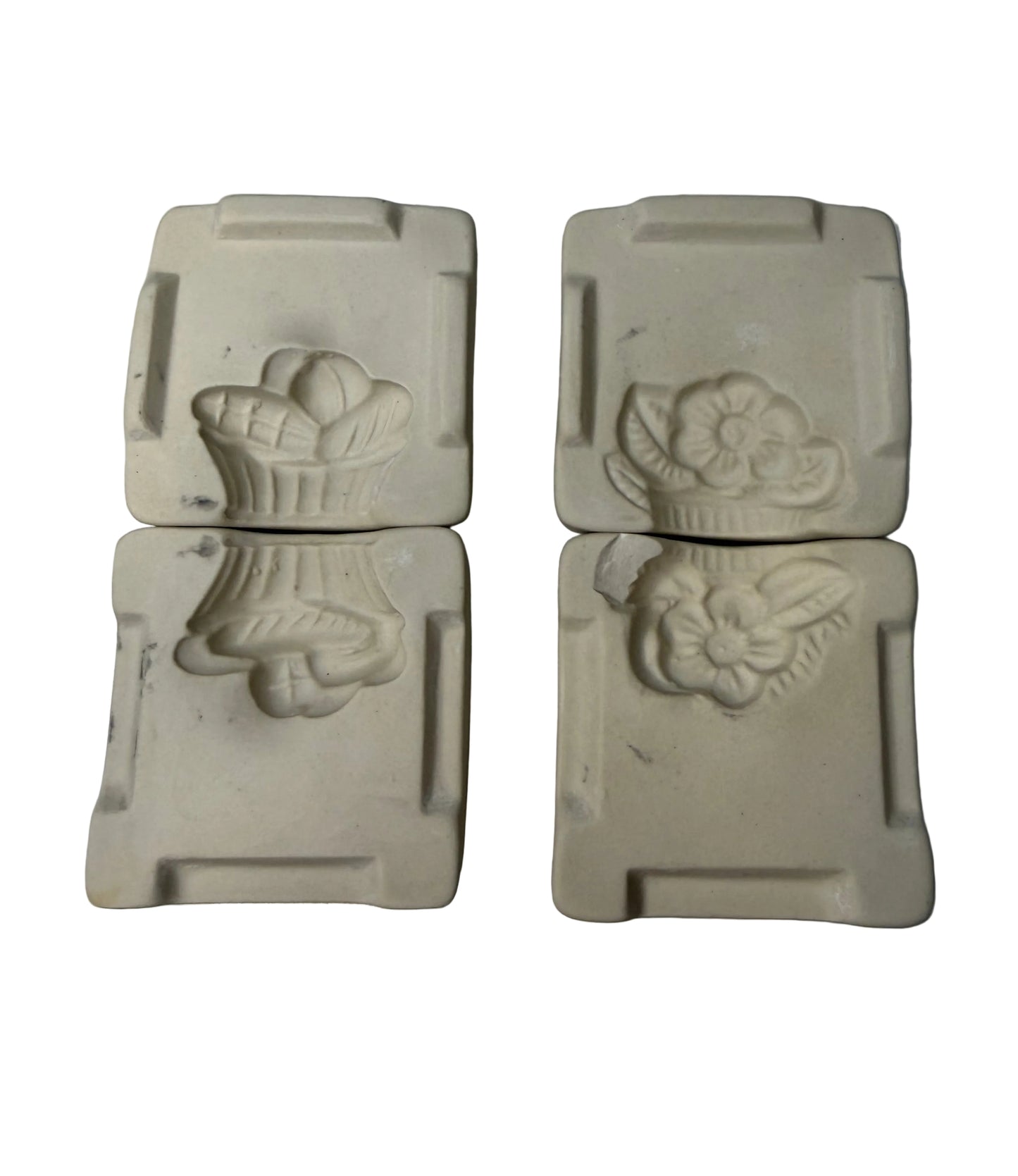 Set of 2 Jareen “Edible Compliments” Porcelain Butter Molds | Flower Design, 1980s