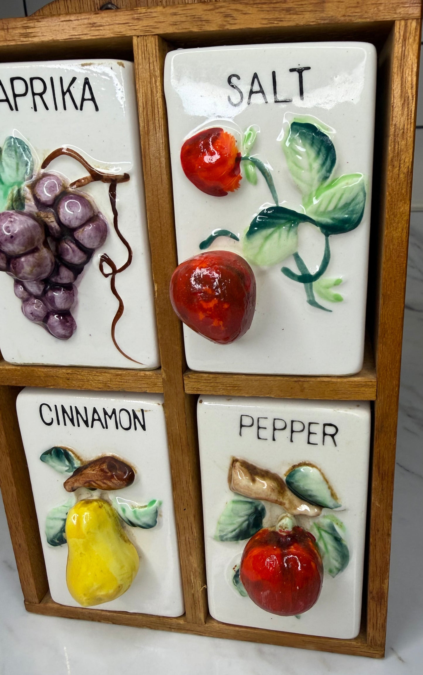 Vintage 1950s Japanese Ceramic Fruit Spice Jar Set