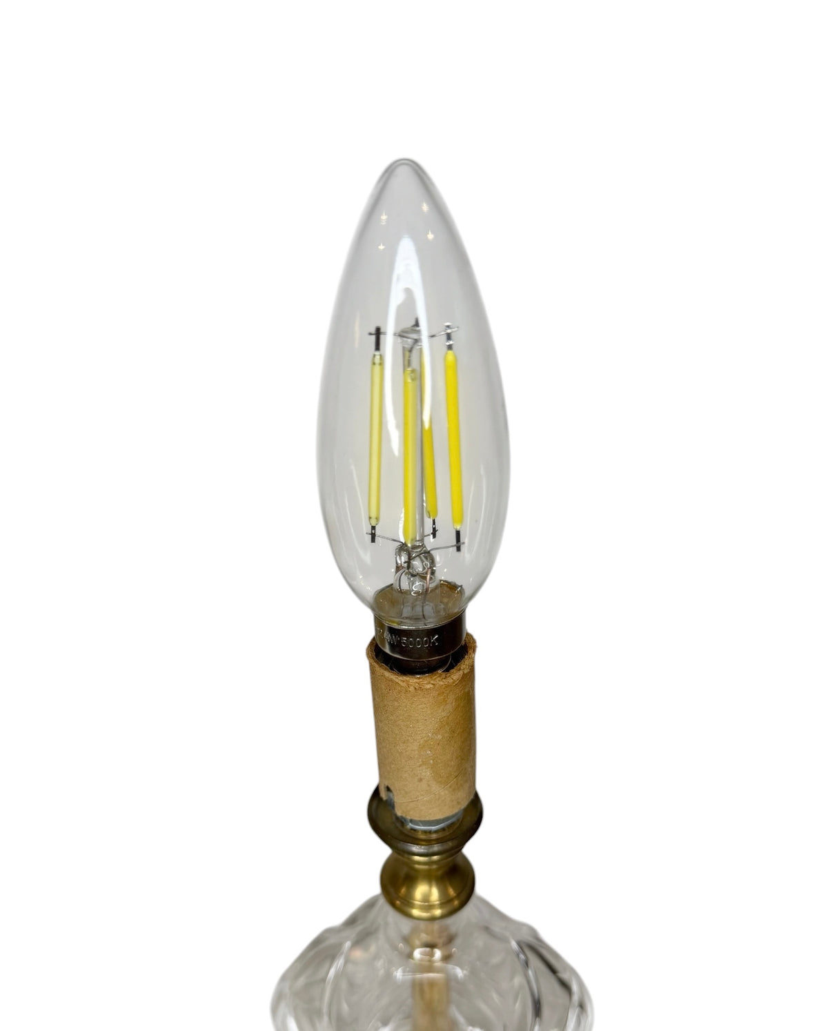 Vintage Miniature Pressed Glass & Brass Accent Table Lamp with Shade