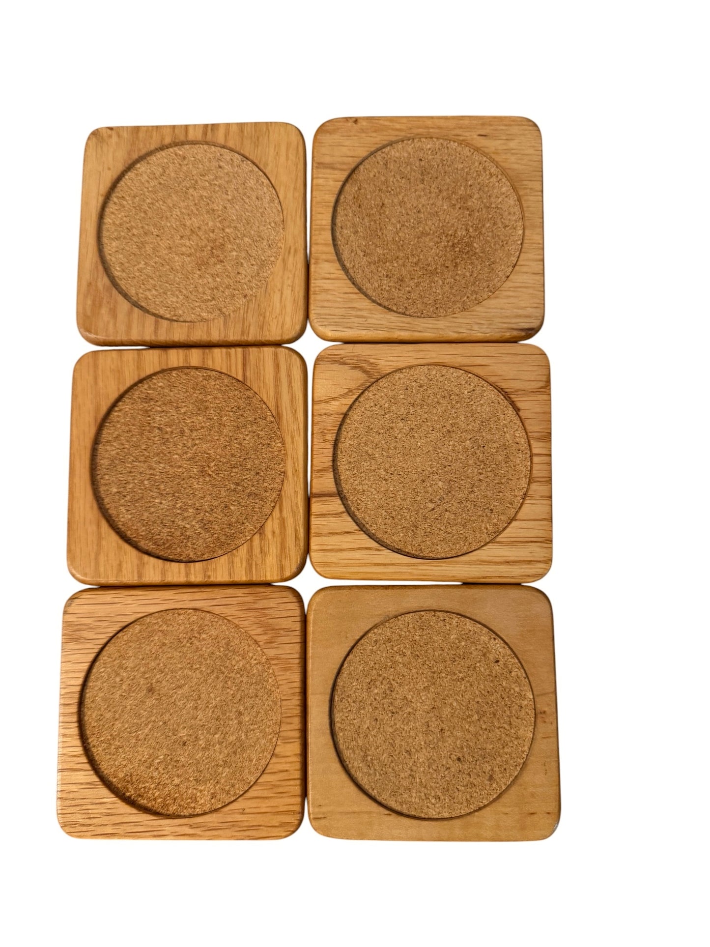 Mid-Century Teak & Cork Coaster Set with Holder | MCM Barware | Vintage