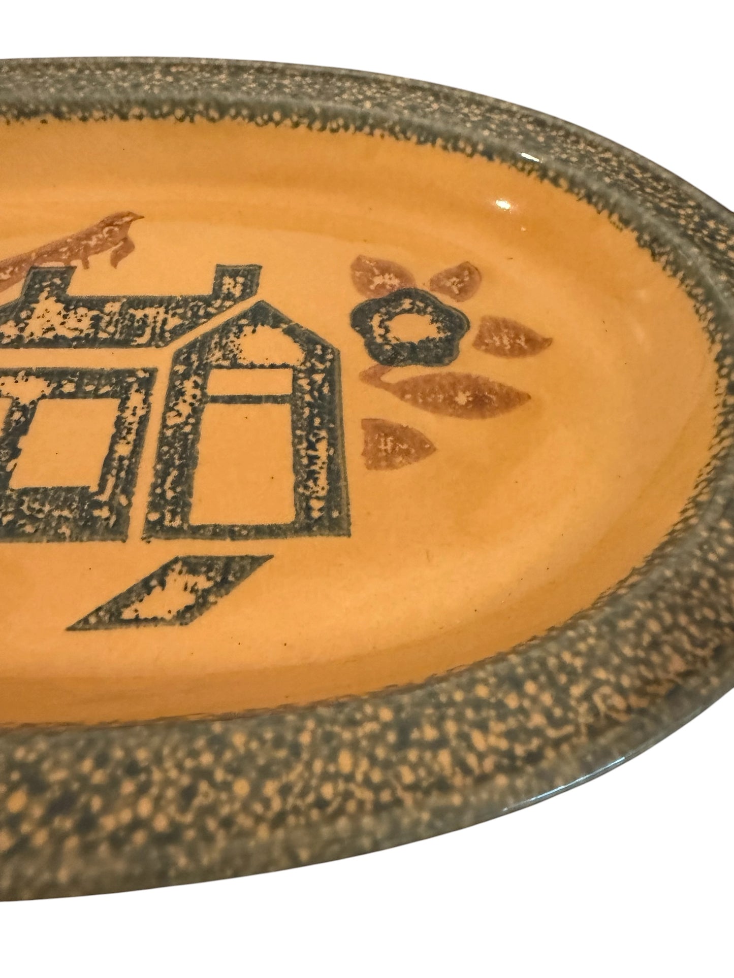 Pfaltzgraff “America” Oval Vintage Serving Platter – 14” Folk Art Stoneware (MAFA Collection)