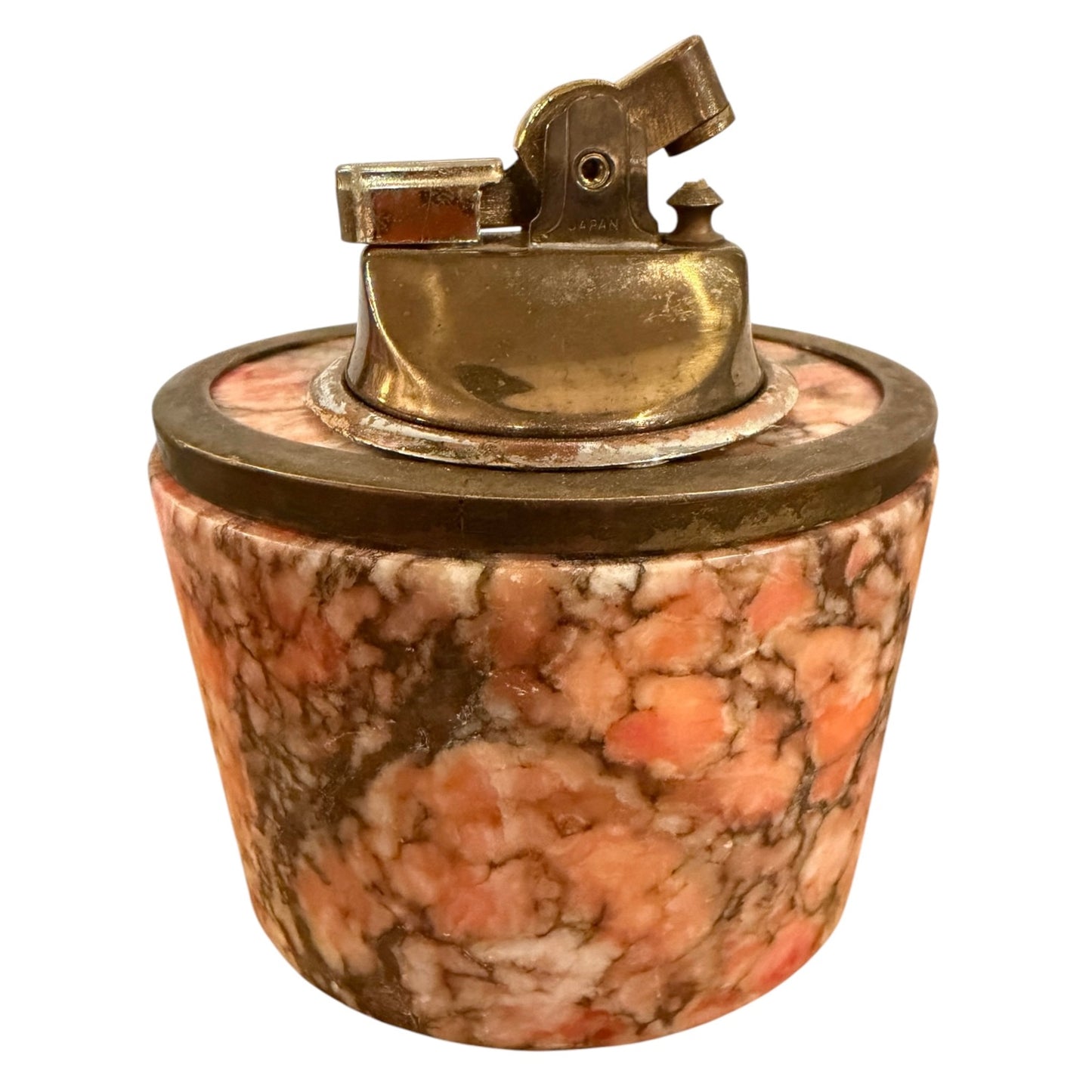Italian Alabaster Vintage Table Lighter & Ashtray Smoking Set