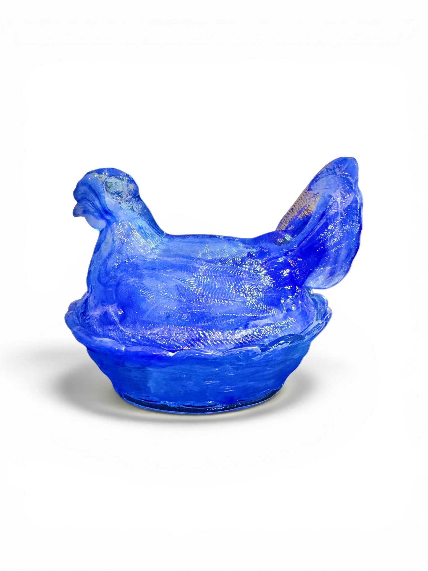 Cobalt Blue & White Swirl Covered Hen on Nest Candy Dish | Trinket Box