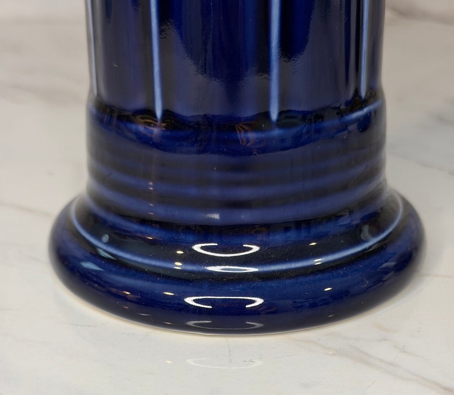 Fiestaware “Cobalt” Medium Fluted Vase – Art Deco – Homer Laughlin USA