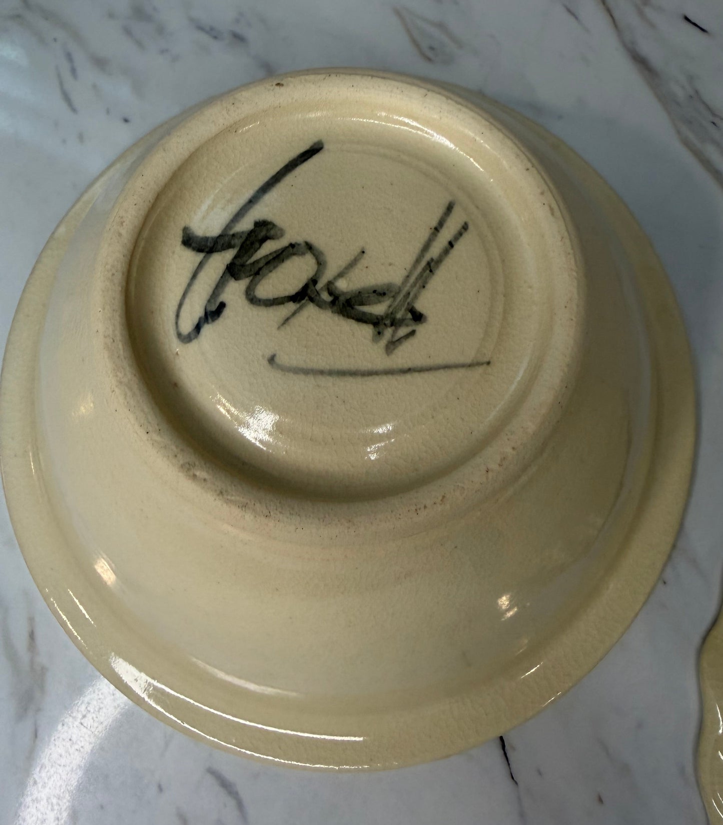 Vintage Hand-Painted Studio Pottery Floral Bowl - Pie Dish - Artisan Ceramic Serving Set (2)